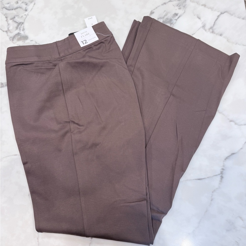 Lane Bryant Women’s High Rise Pull-On Dark Brown Flare Dress Pant Size: 12
